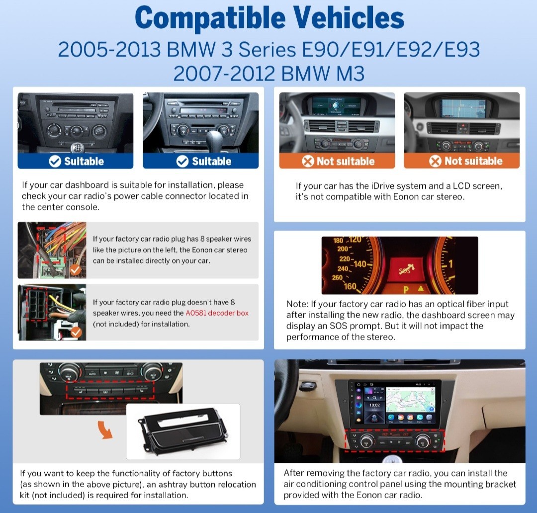 Eonon X7A 9in Touchscreen 2 DIN Car Stereo Radio Apple CarPlay BT WiFi GPS