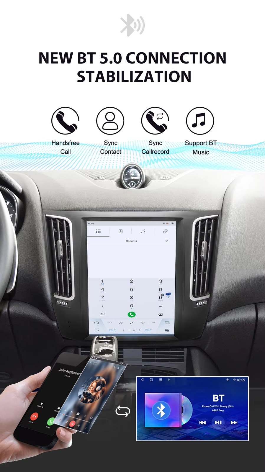 10.4″ Tesla Vertical Screen Car Navi GPS Radio For Maserati Levante 2015-2021