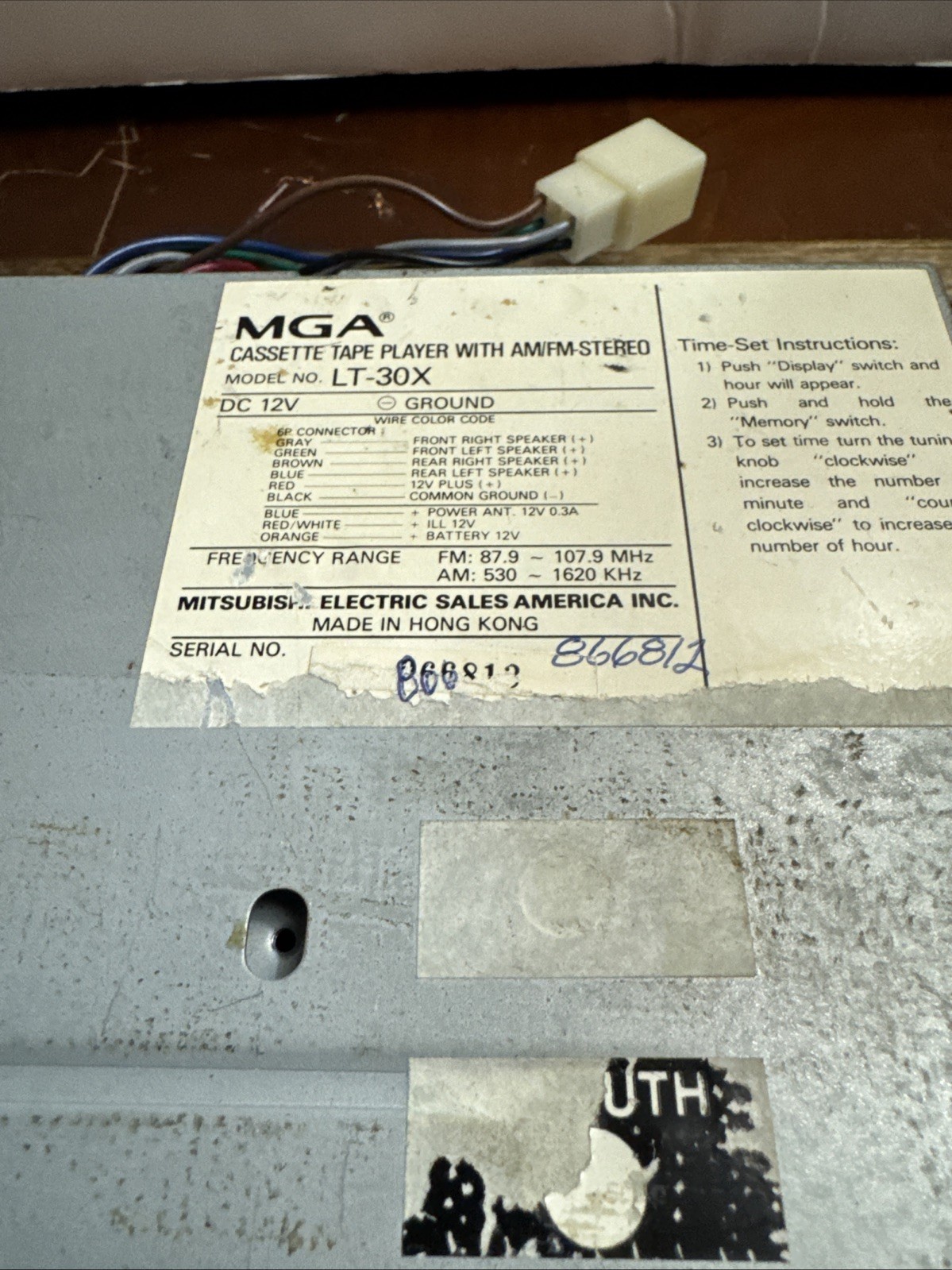 MGA Cassette Car Stereo For Parts As Is