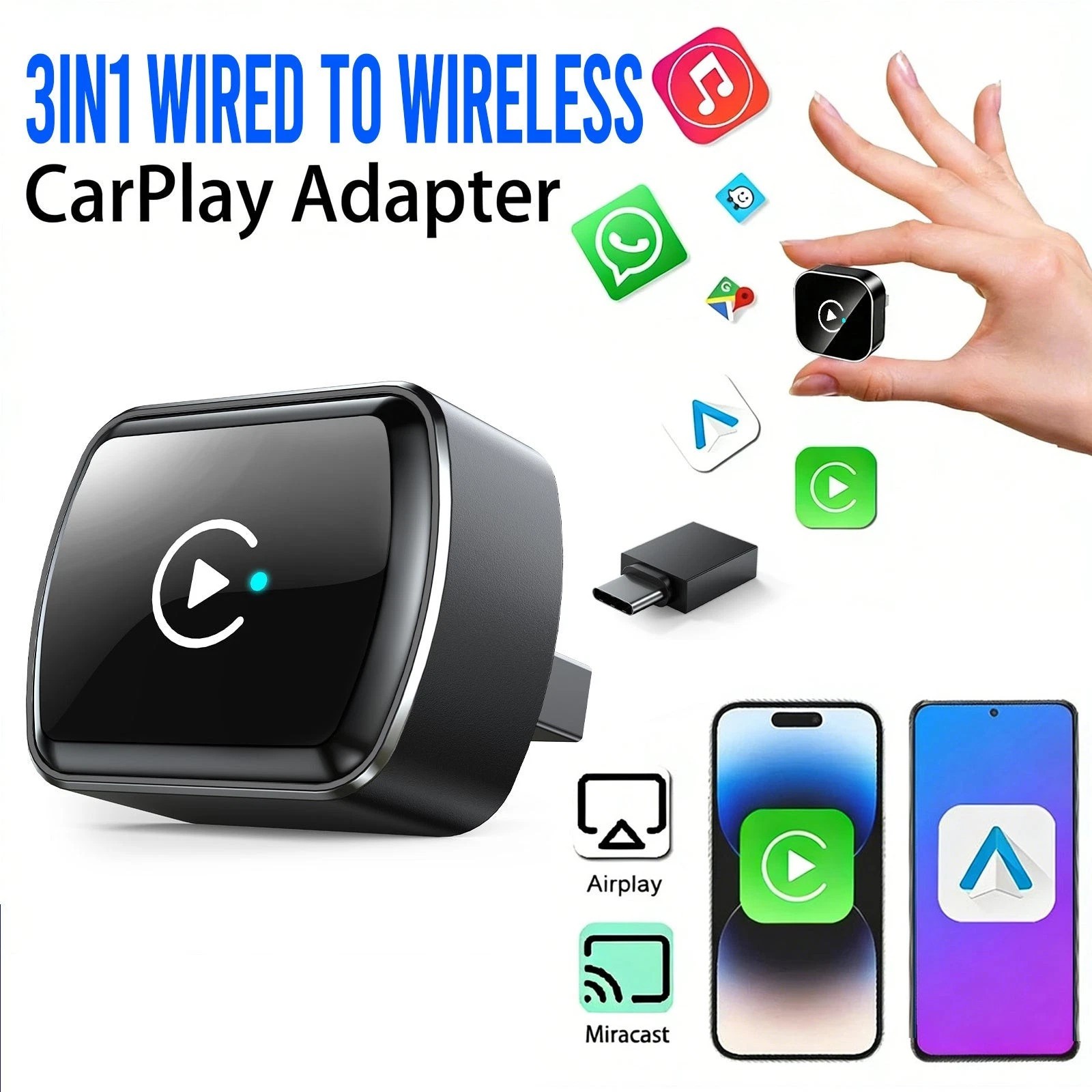USB Wireless CarPlay Adapter For iPhone Apple Wireless Carplay Dongle Plug &Play
