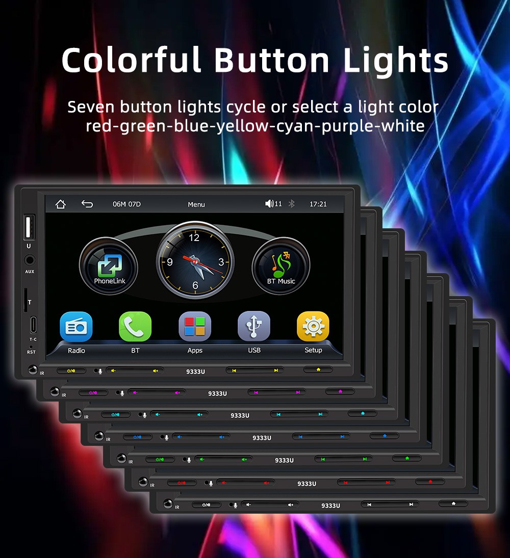 7″ Single 1Din Touch Screen Stereo Bluetooth Radio Car Apple/Android Carplay FM