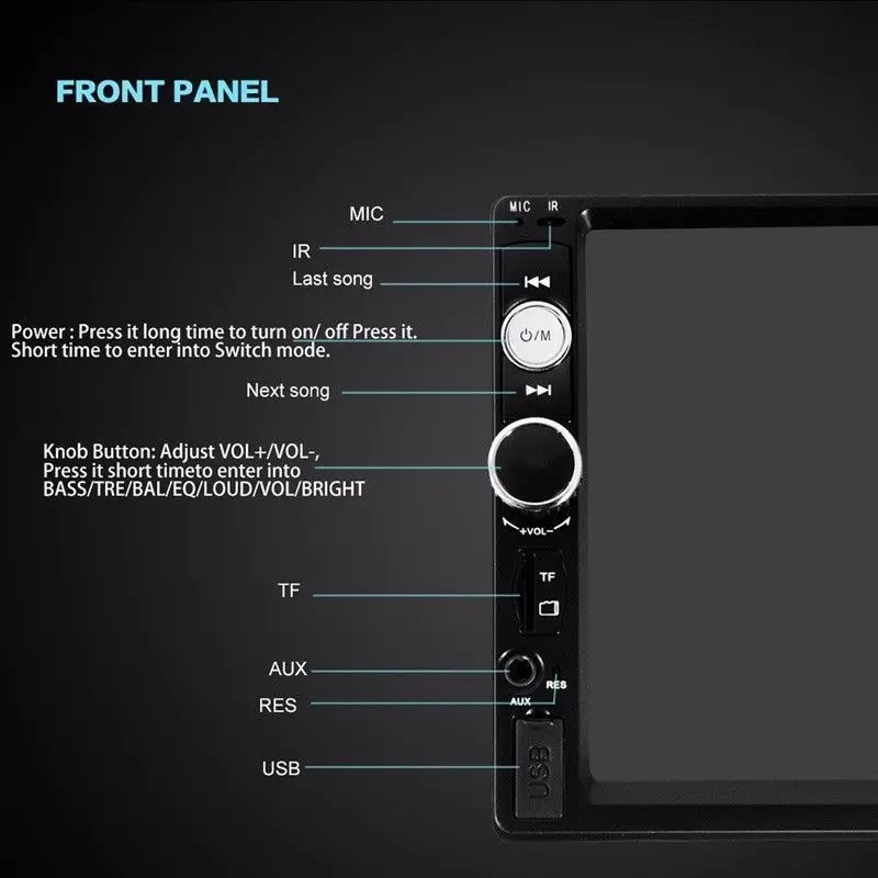 New 2Din car radio car stereo 7″ touch screen MP5 player FM mirror link player,