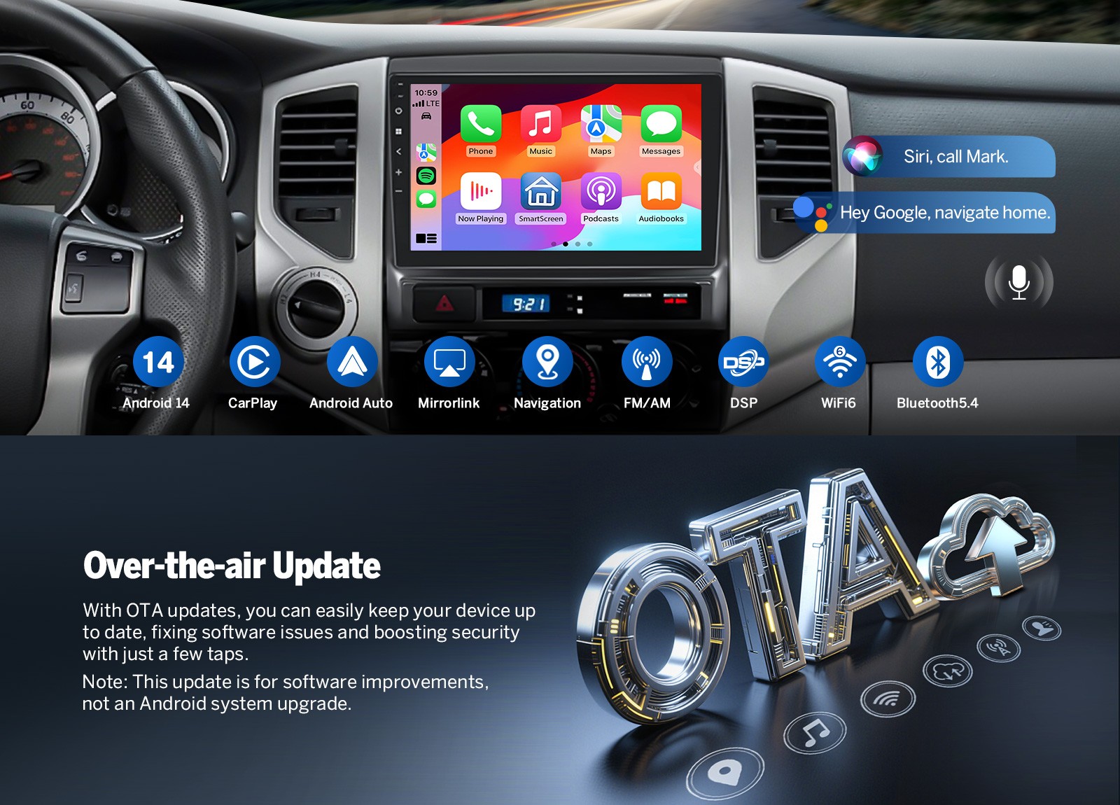 Eonon TYTACX7 9″ Android 14 for Toyota Tacoma 2005-2013 Car Radio Stereo CarPlay
