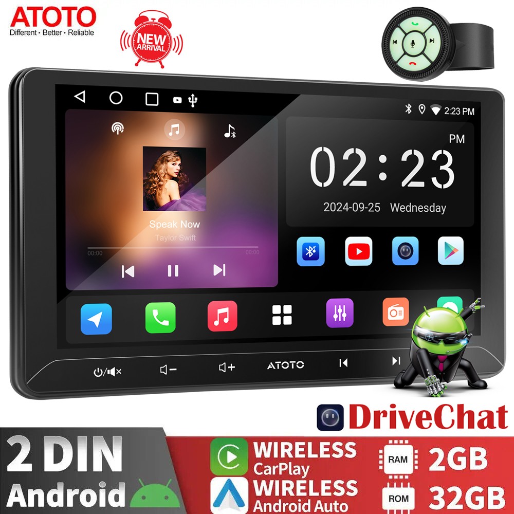 ATOTO 10.1″ Android AI Car Stereo GPS Nav Wireless Carplay DSP/FM+Remote Control