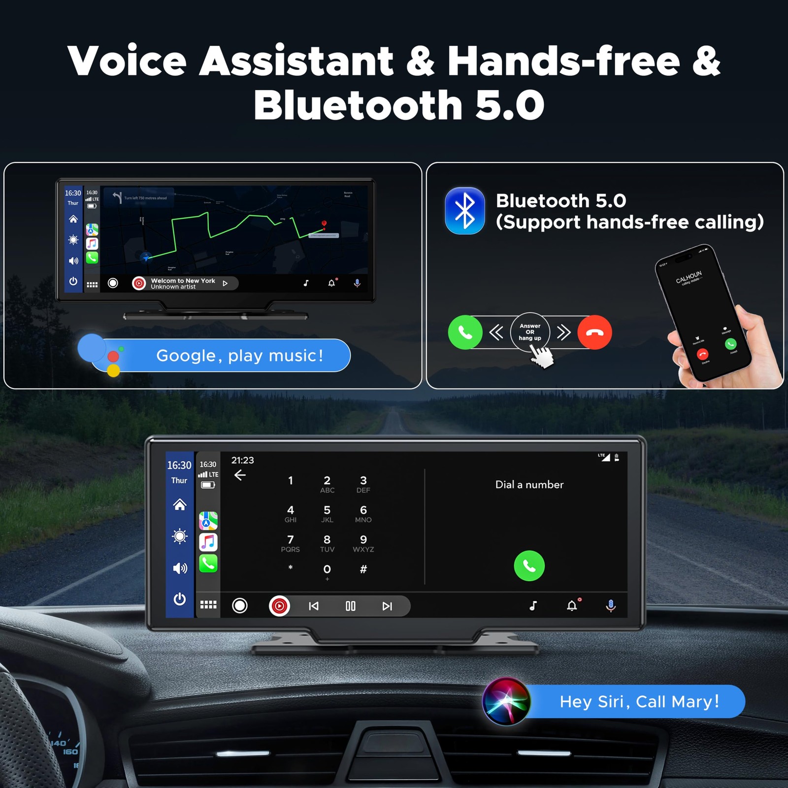 9.26″ Wireless Carplay And Android Auto With 2.5k Dash Cam 1080p Backup Camera P