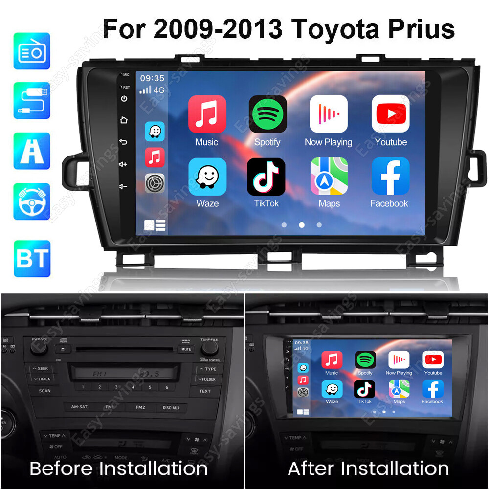For Toyota Prius 2010-2015 Apple Carplay Car Stereo Radio Android 15 Navi GPS BT