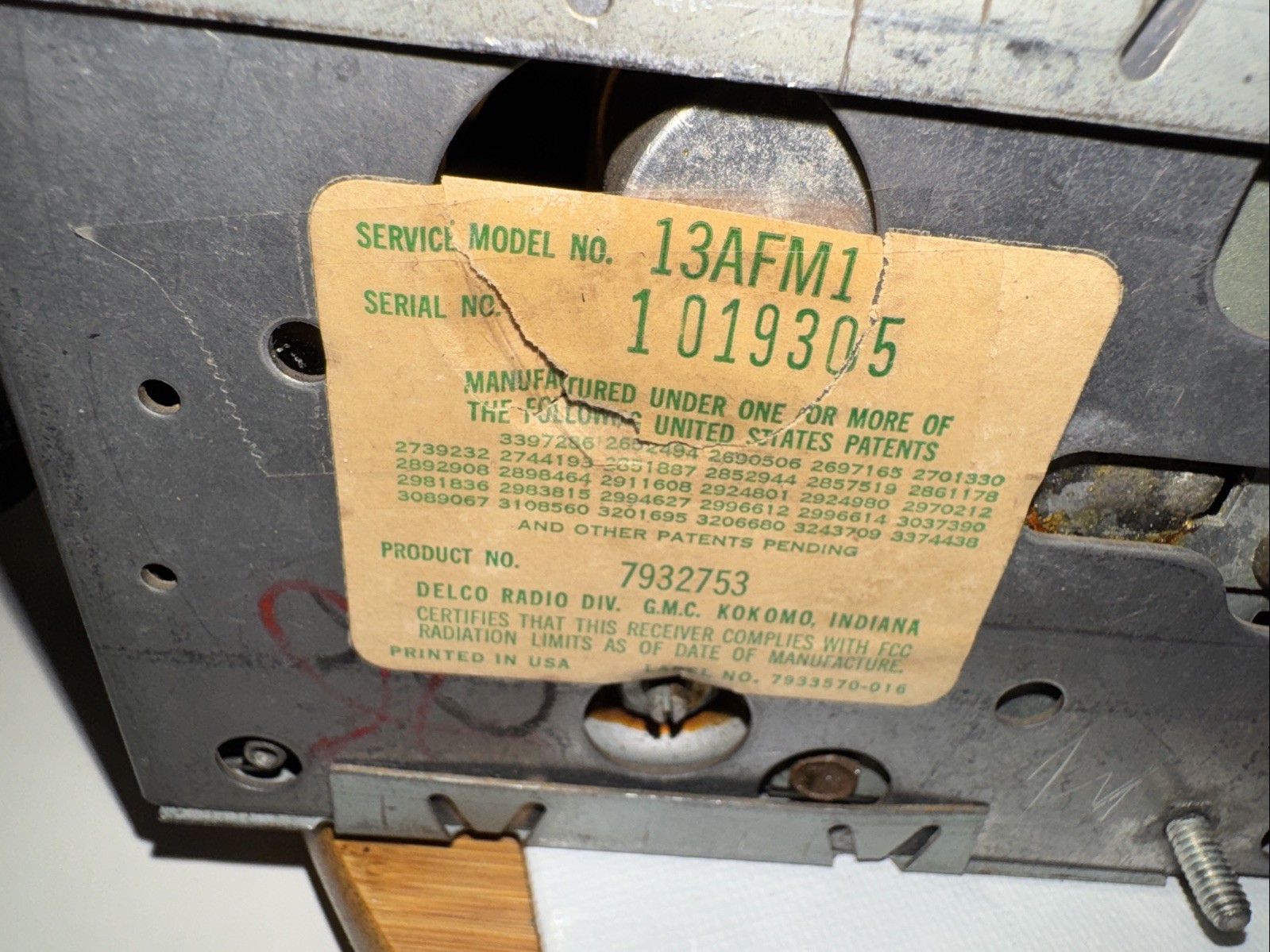 Rare DELCO Radio GMC Model 13AFM1 Serial 1019305 Hard To Find
