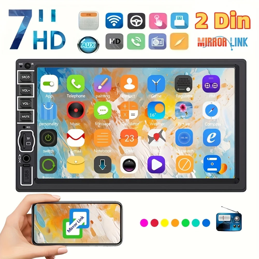 HD Car Stereo with FM, MP5 Player,USB/SD/AUX Input,Built-in DVR,Mirror Link,SWC