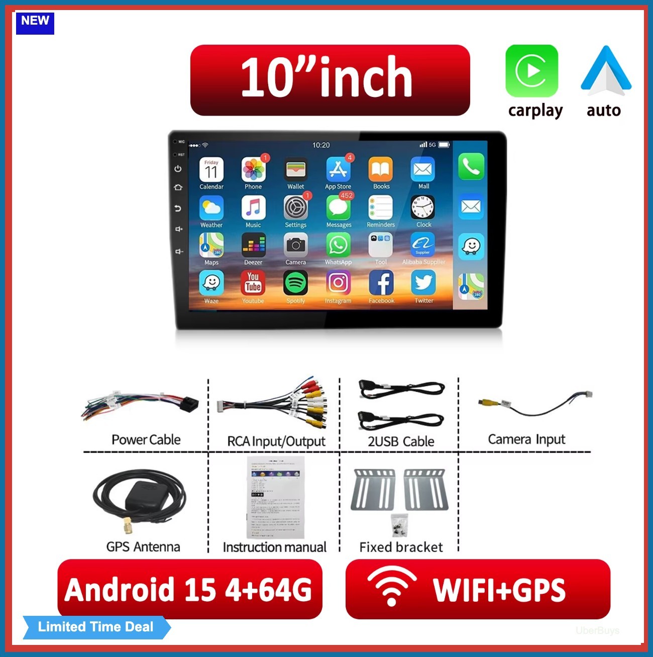 Car Radio 7 Inch 2 Din Wireless Android Auto Apple Carplay Bluetooth Mirror Link