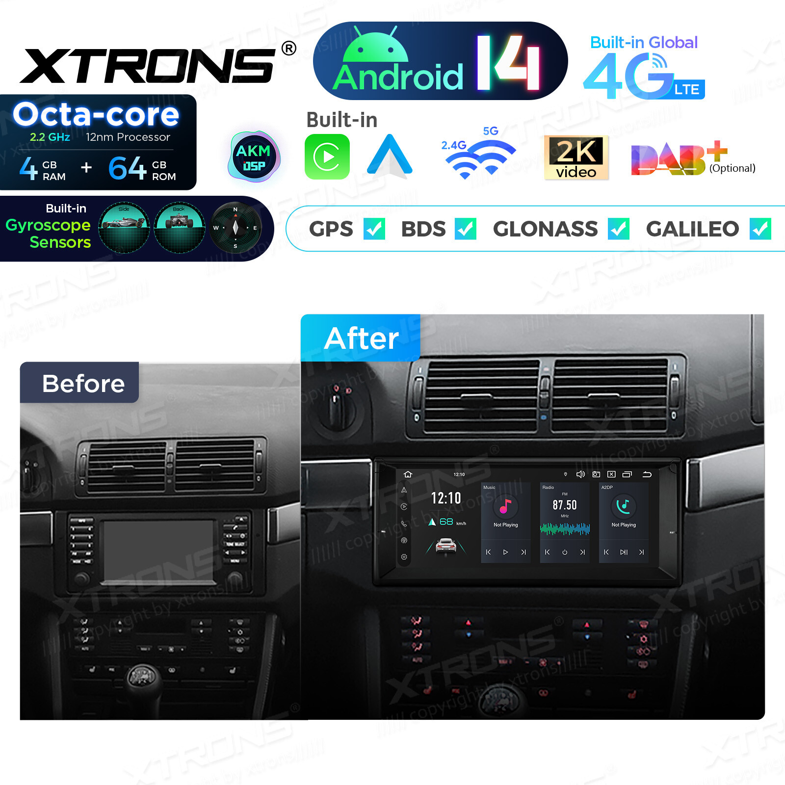 For BMW E39 E38 Android 14 GPS Navigation 10.25 Car Stereo 8-Core 4GB 64GB LTE