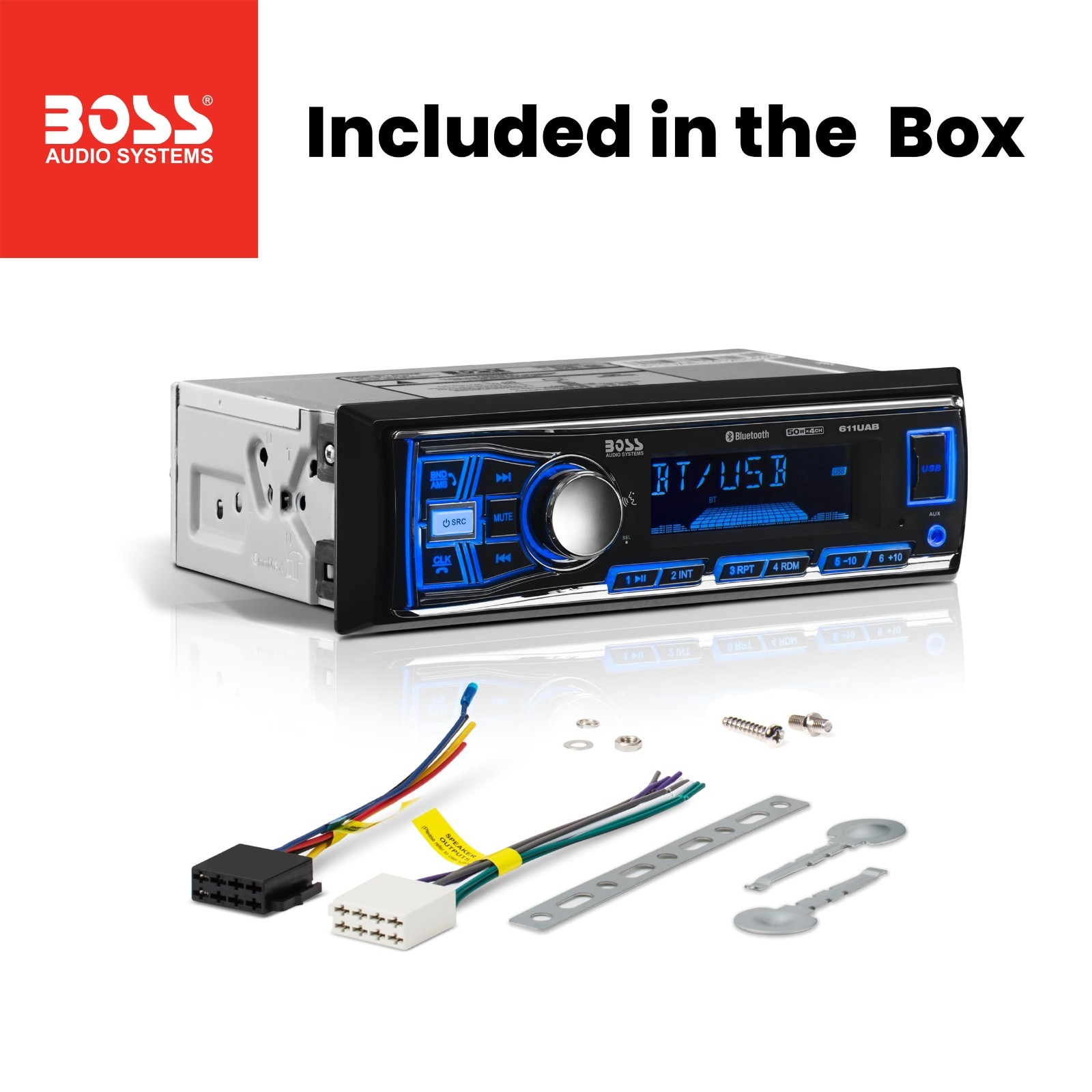 Single Din Car Stereo Bluetooth, AM/FM Radio Receiver, USB & Aux Input, No CD/DV