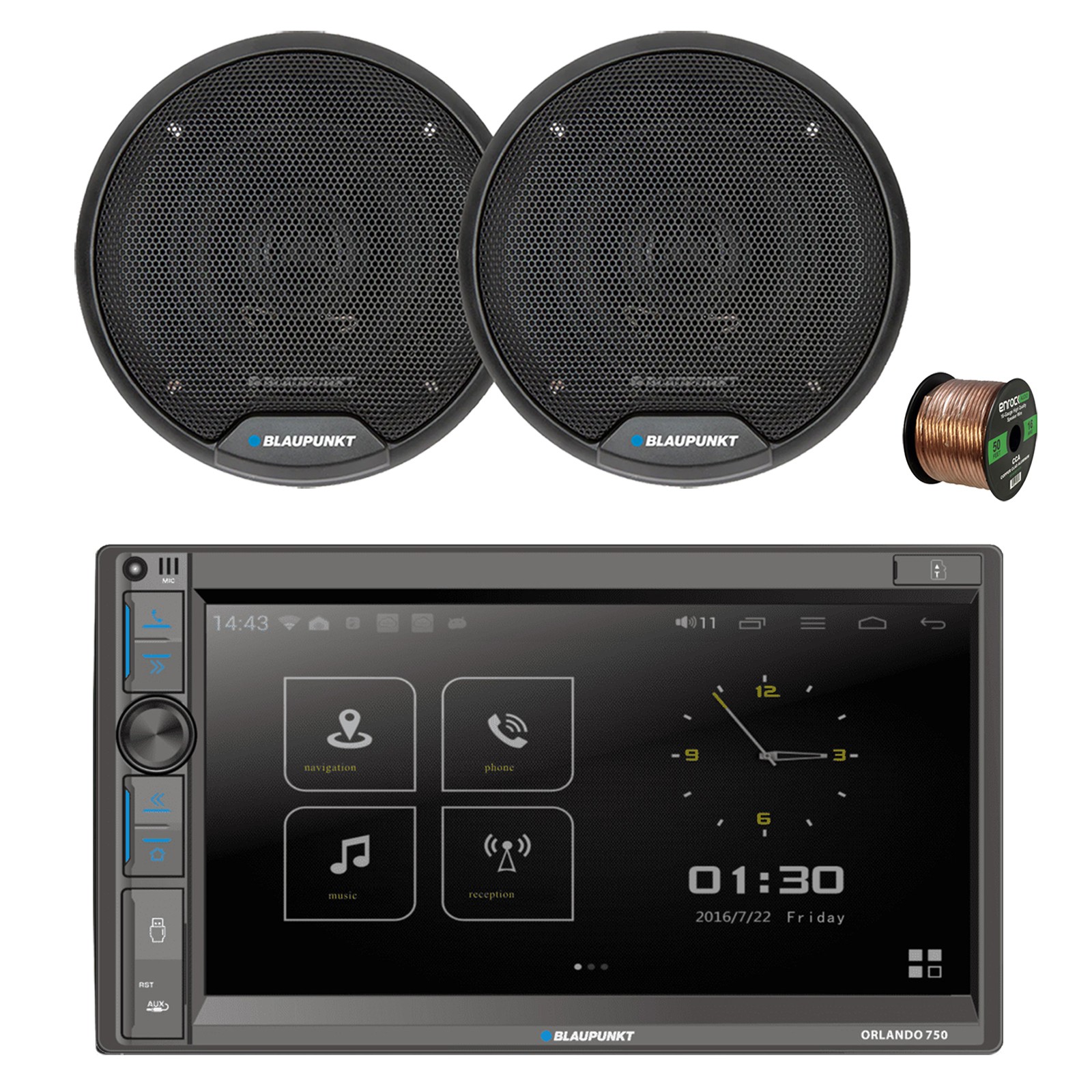 Blaupunkt ORLANDO650 6″ Touchscreen DVD/CD Receiver, 2x 4″ 40W Car Speaker, Wire
