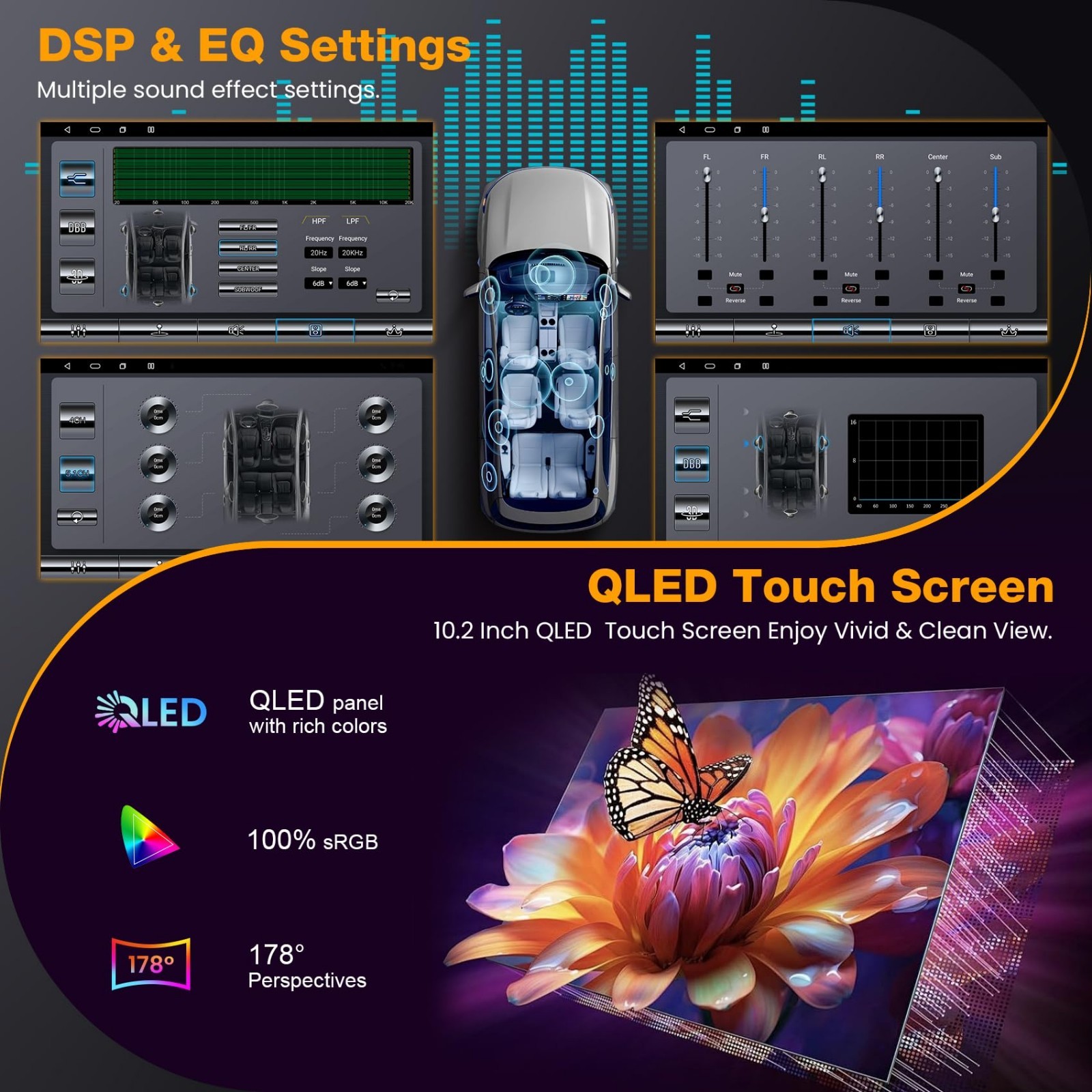 10.2″ QLED Touch Screen Car Stereo for Jeep Wrangler & Dodge Ram, Android 15, Wi
