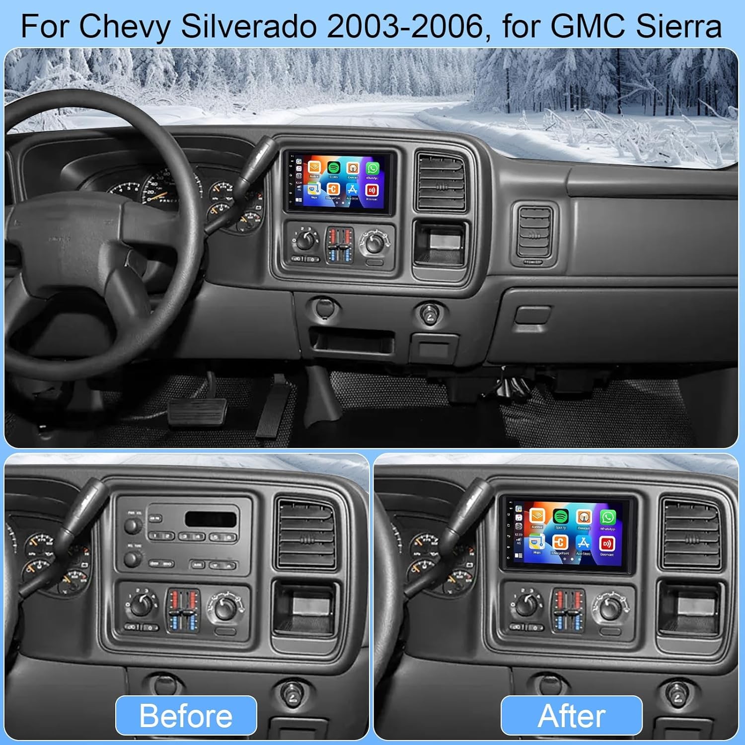 Car Radio Android 13 For 2003-2006 GMC Sierra 1500 2500 3500 GPS 03 04 05 06 DAP