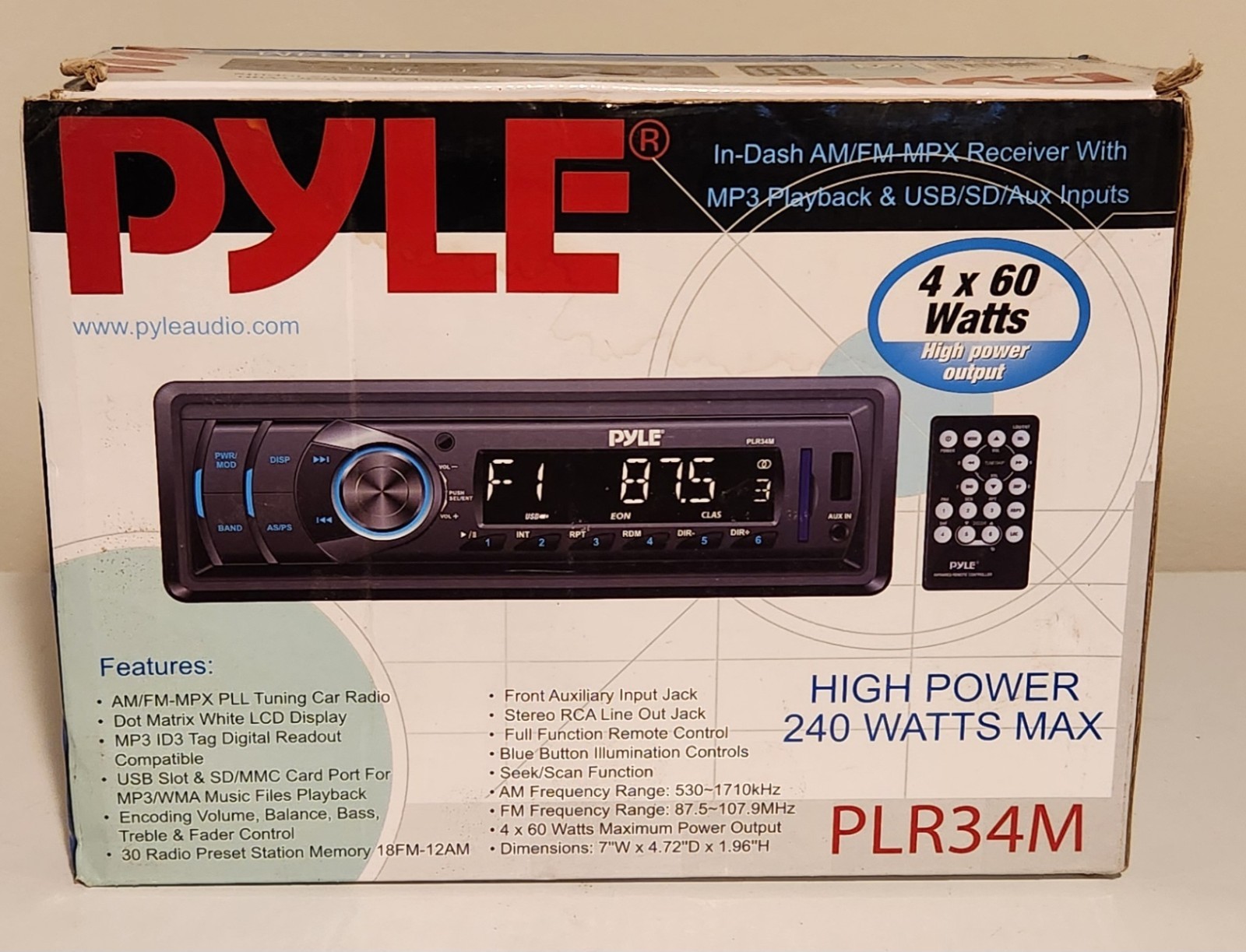 Pyle PLR34M Receiver With Bluetooth AUX USB Open Box NEW