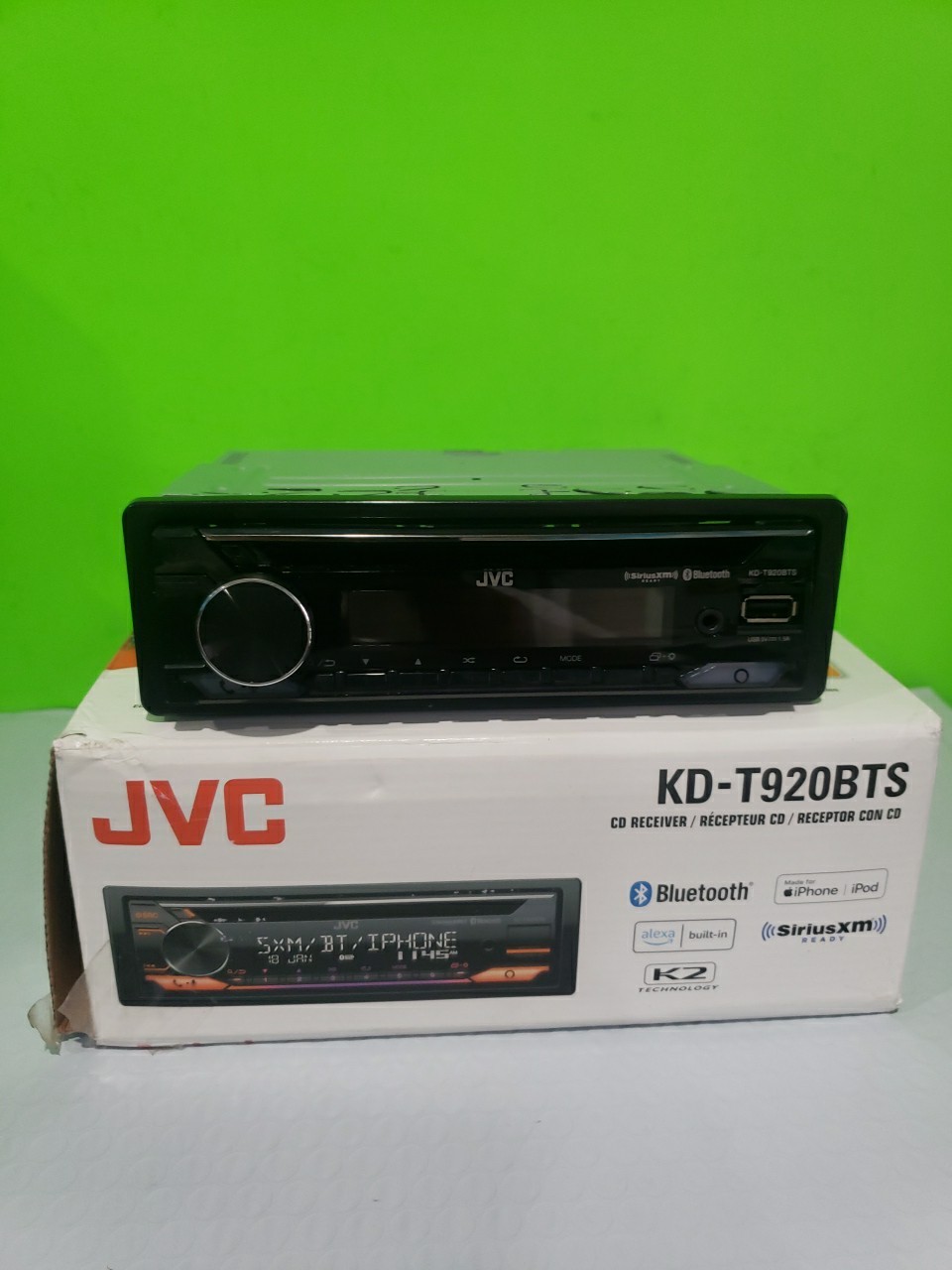 NIB JVC KD-T920BTS 1-DIN, AM/FM/CD Car Audio Receiver w/ Bluetooth USB Open Box