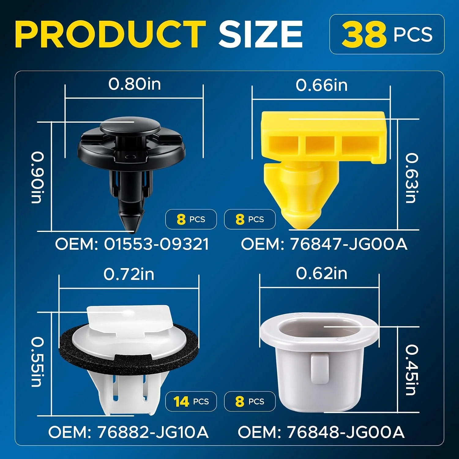 38PCS Wheel Fender Flare Retainer Fastener Clips Fit for Nissan Armade Juke M.