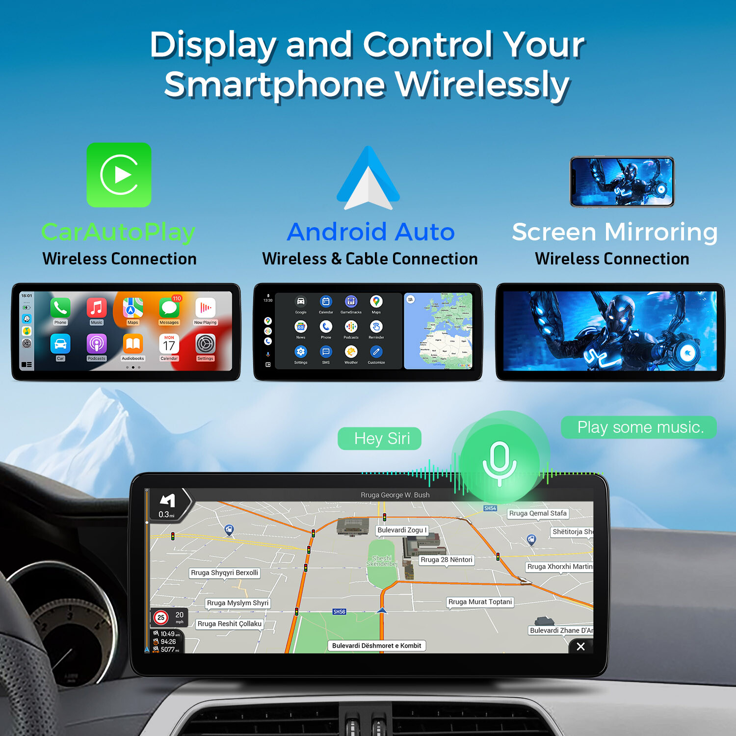 CarPlay 12.3″ IPS Android 13 8-Core 64G Car Stereo GPS Nav For Benz C-Class W204