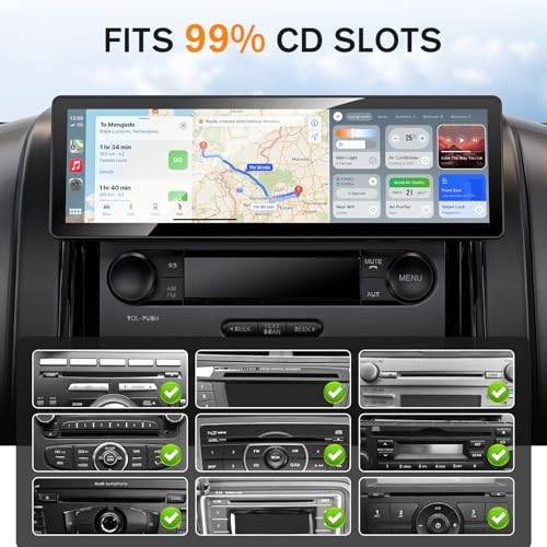 CD Slot Mount for CarPlay Screen 7-10 Inch Tool Free Installation 360 Rotation