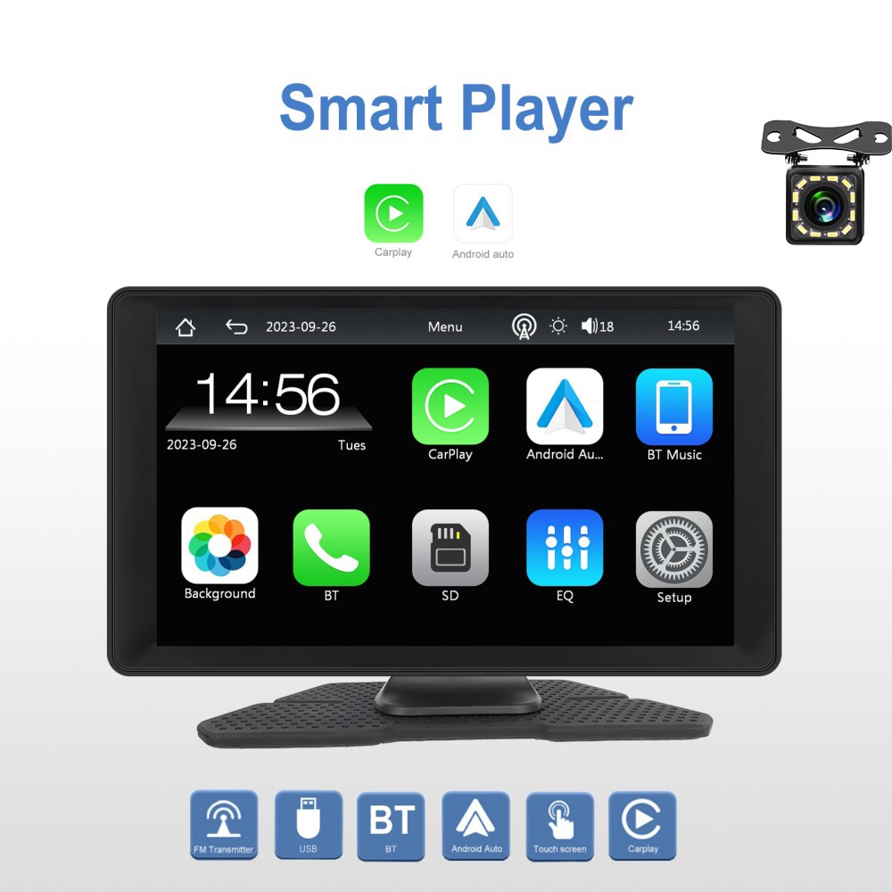 9″Touch Screen Portable Car Player MP5 CarPlay/Android Auto Bluetooth+Camera