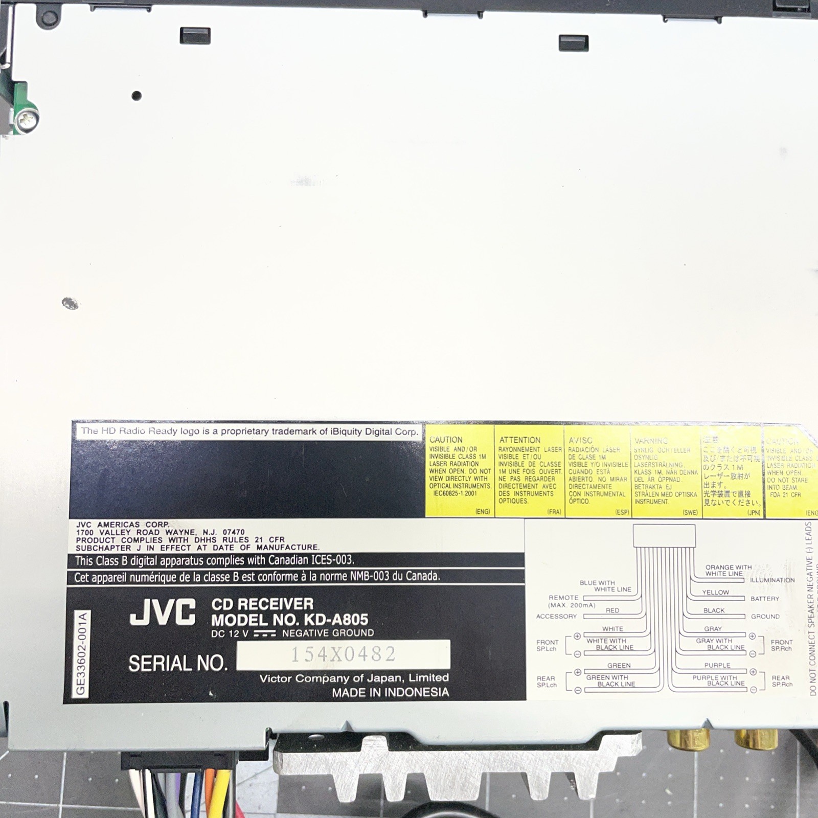 JVC KD-A805 Aftermarket Car Stereo AM FM CD USB AUX HD Radio w/ Bluetooth