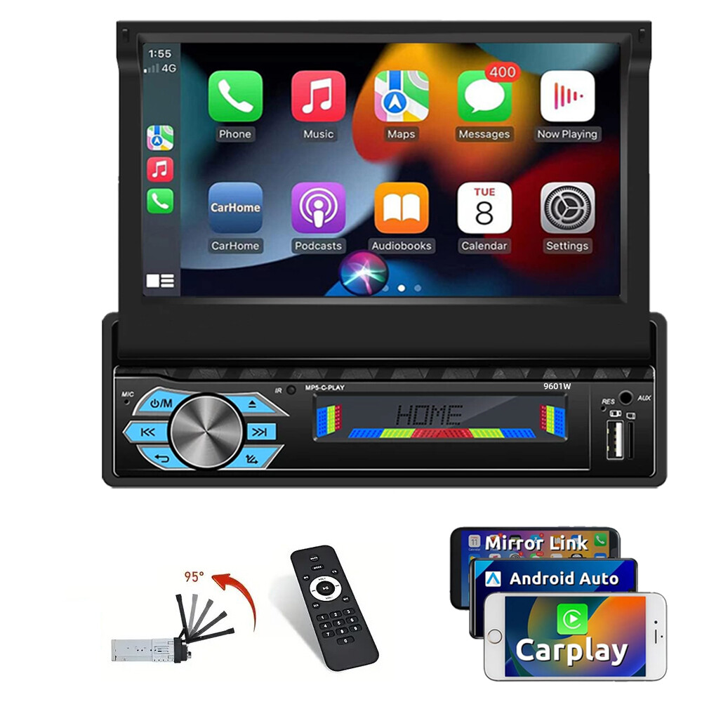 7″ Single 1 DIN Car Radio Stereo Carplay Touch Screen Flip out Player Bluetooth