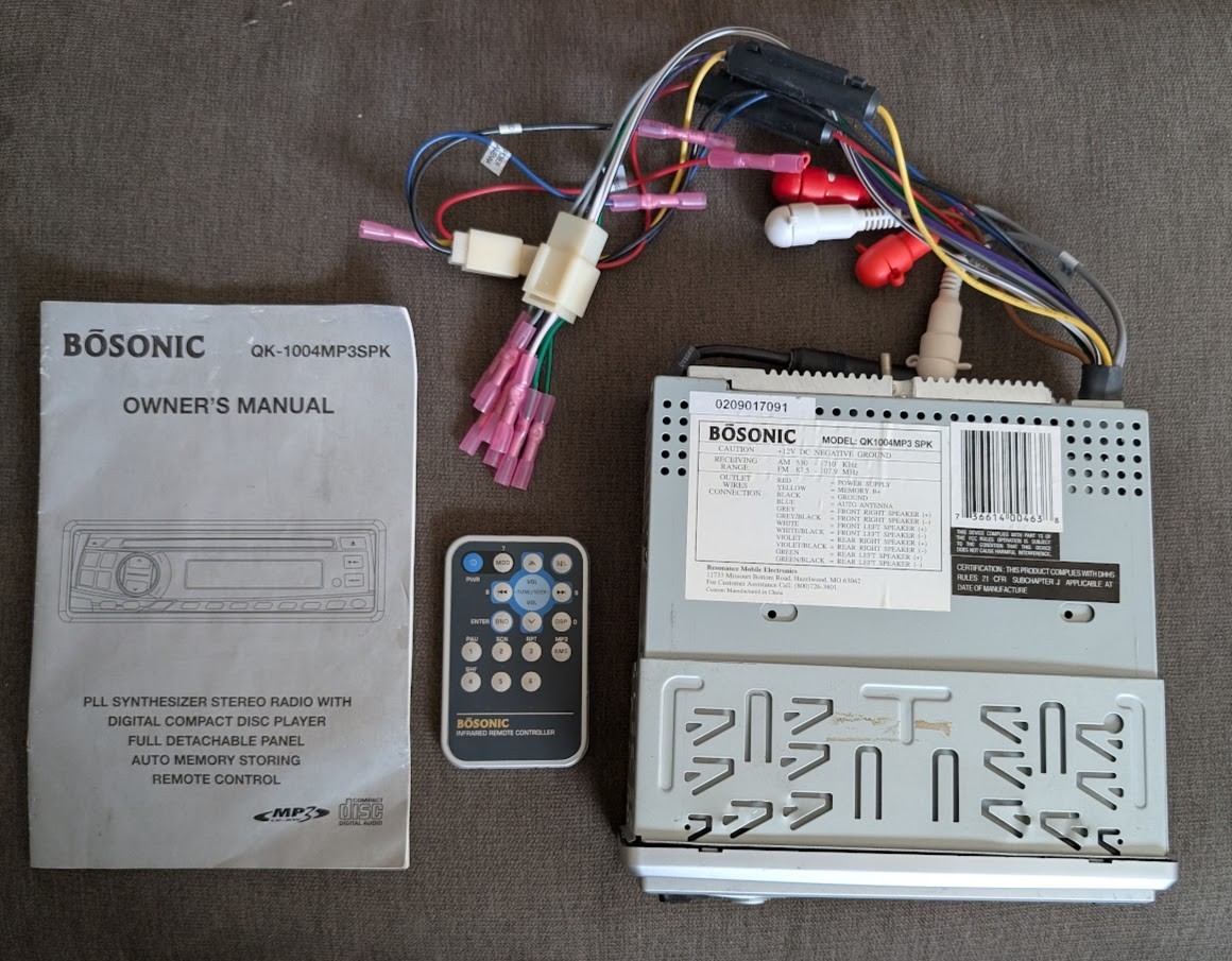 Bosonic QK1004MP3 SPK Car CD/MP3 Player Radio Receiver with Remote & Manual