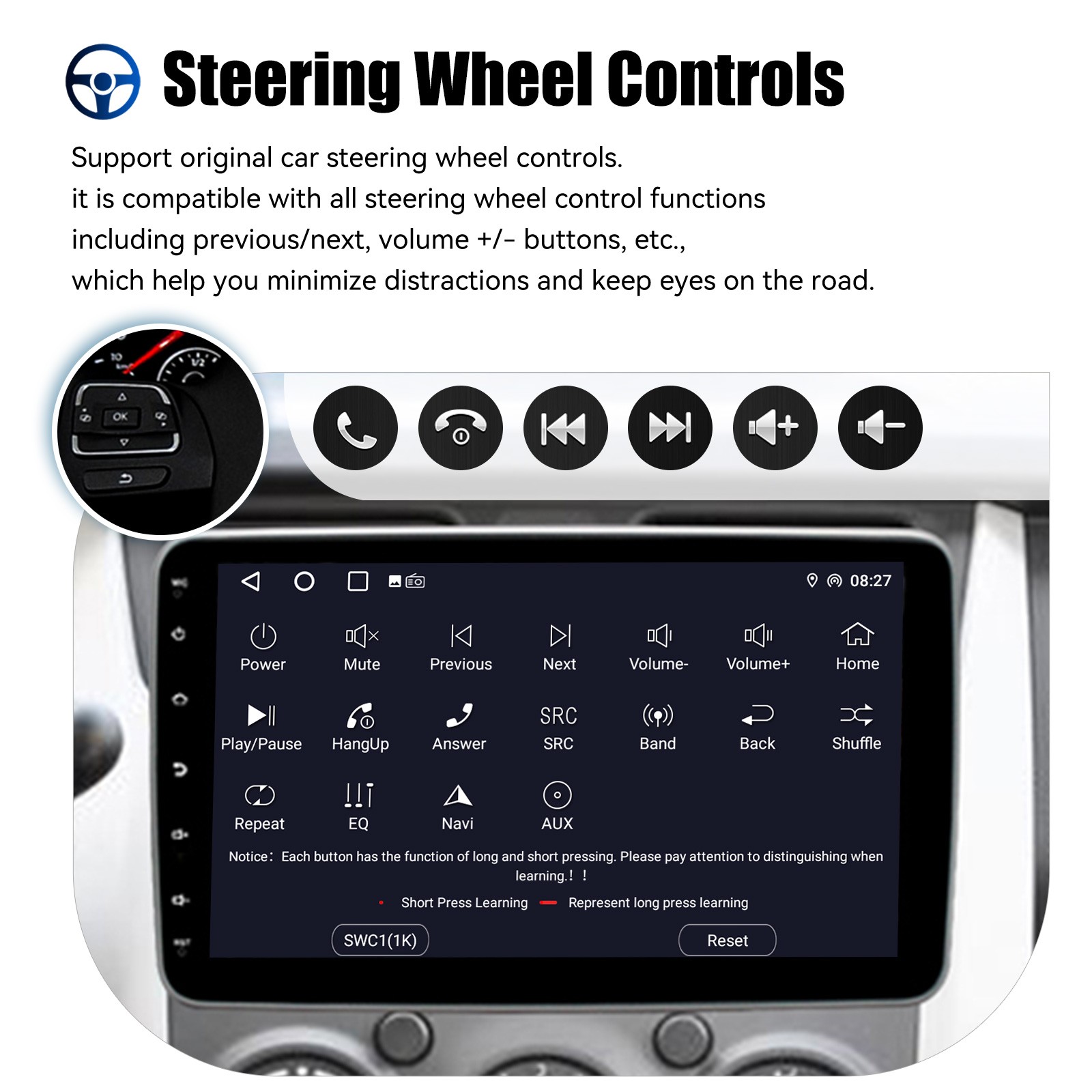 10.1″ DVR+ Carplay 4+64G Car Stereo Radio 1Din Rotatable Touch Screen MP5 BT+AHD