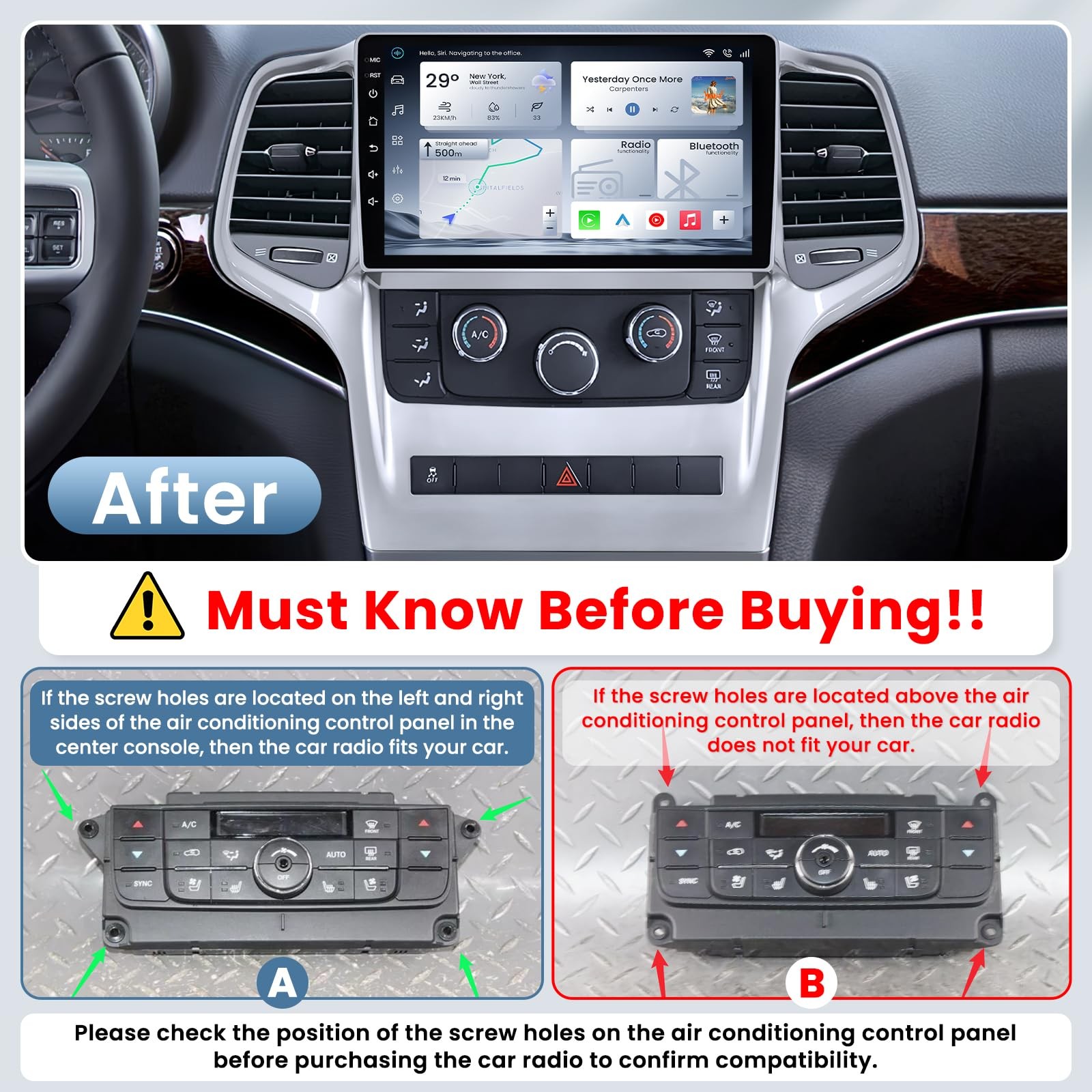 8Core 64G 9″Stereo Carplay 5G WiFi GPS FM SWC For Jeep Grand Cherokee 2011-2013