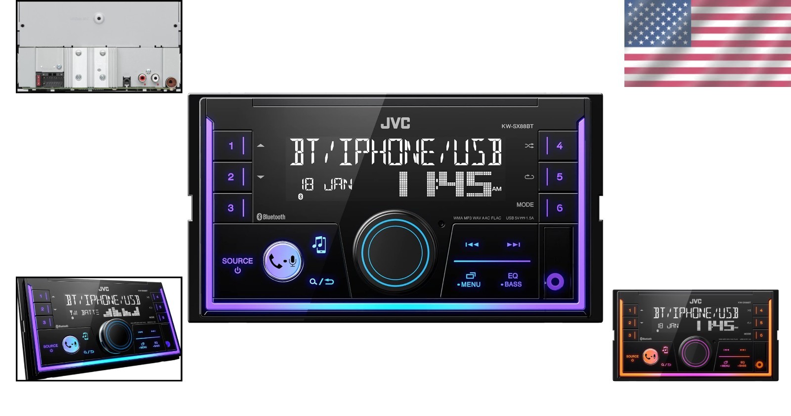 KW-SX88BT Digital Media Receiver: Bluetooth, 13-Band EQ, Perfect for Any Vehicle