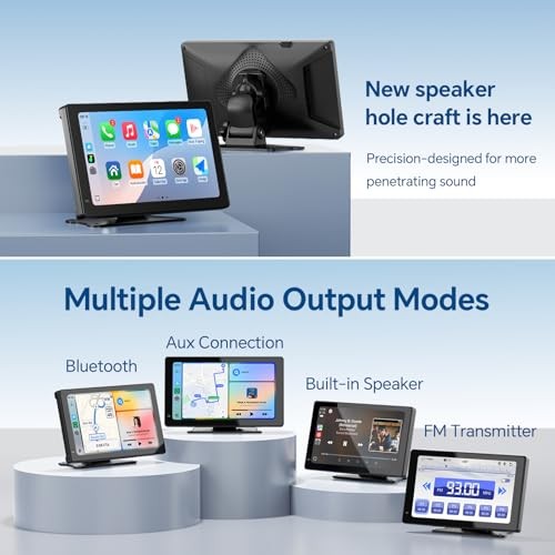7″ HD Touch Screen Car Stereo, Portable Wireless CarPlay and Android Auto,