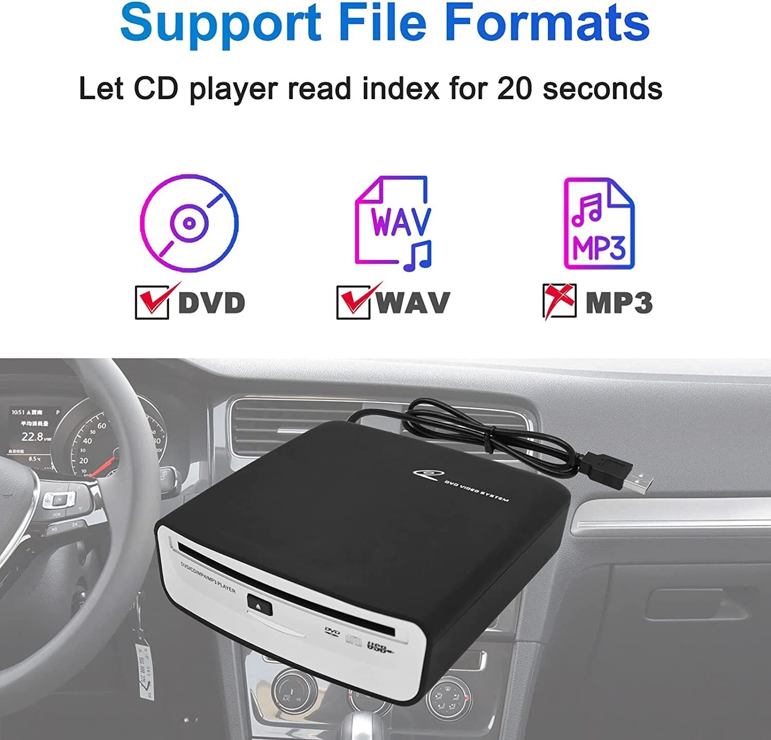 USB External Car Universal CD Player USB Connection Portable CD Players for …