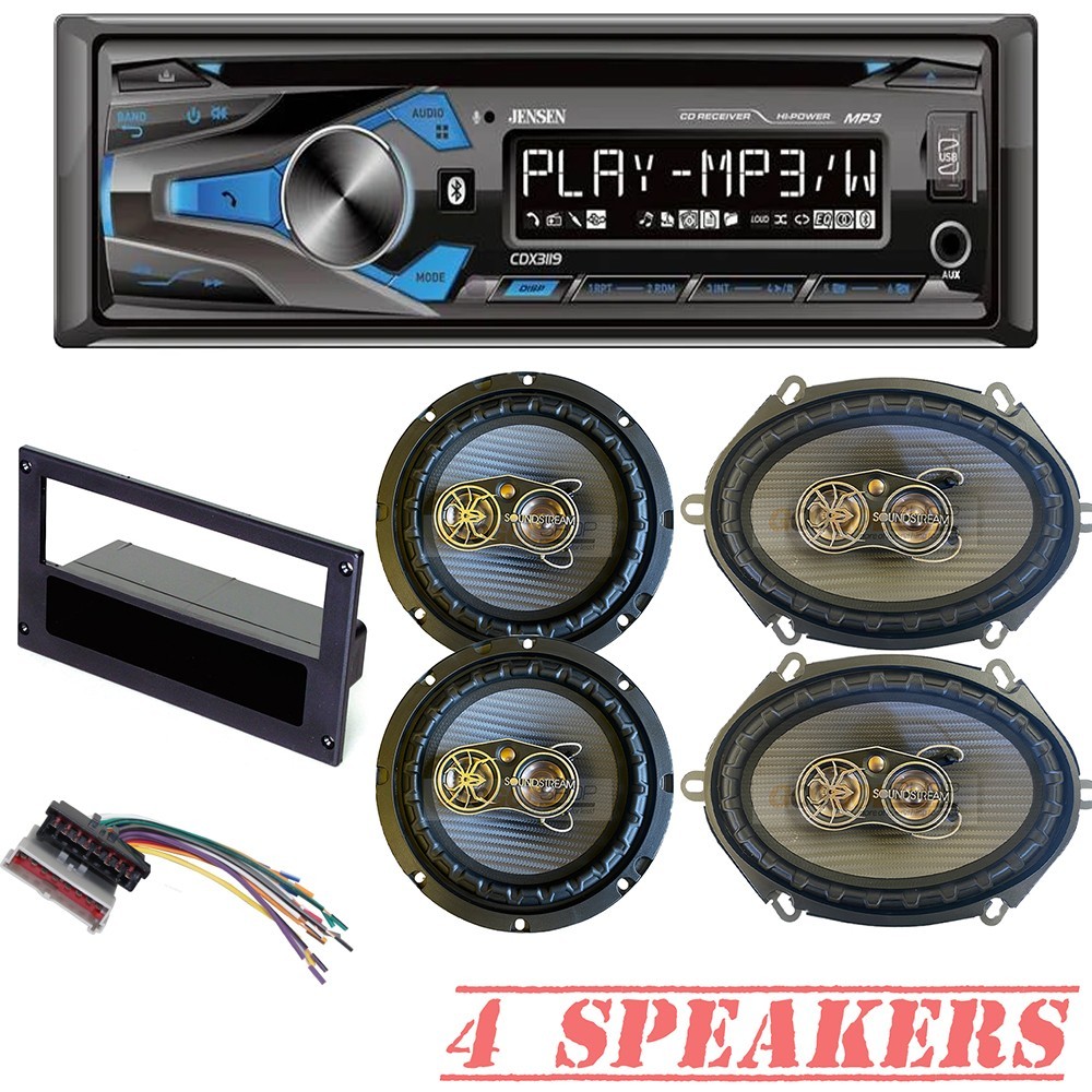 Single DIN CD Player AM/FM Car Stereo & 4 Speakers for 1987-1993 Ford Mustang