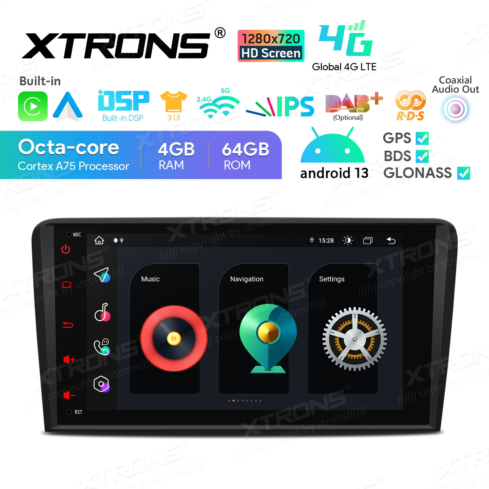 8″ Car Play Android 13 8-Core 64GB Stereo GPS Radio Navi For Audi A3 S3 RS3 8P