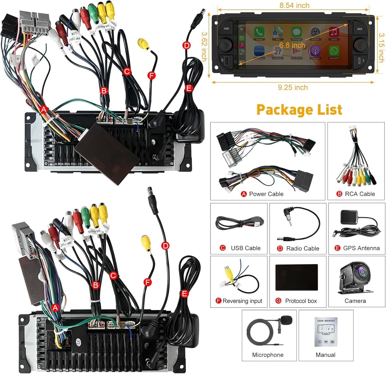 6.8″ QLED Touch Screen Car Radio for Dodge RAM 2002 2003 2004 2005 2006, for …