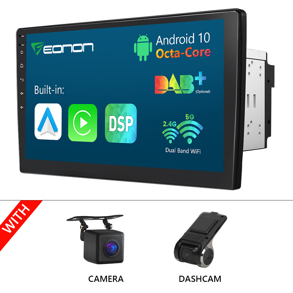 CAM+DVR+ 10.1″ Car Head Unit Double Din Android 10 8Core GPS Radio Apple Carplay