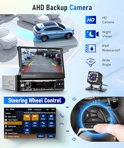 Wireless CarPlay Single Din Car Stereo,5.1 Bluetooth Car Radio AM/FM/RDS,7