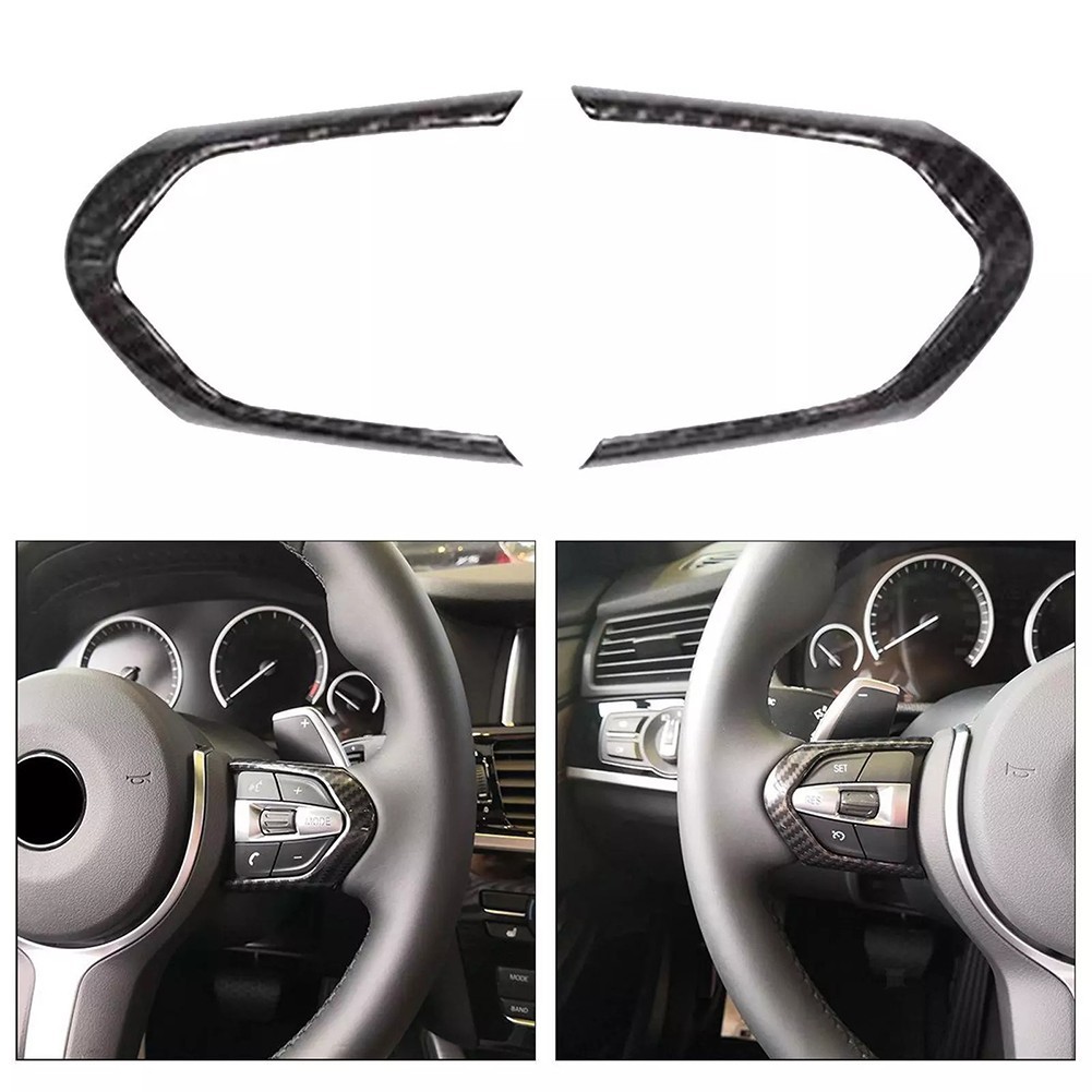 Car Carbon Fiber Steering Wheel Button Switch Trim Covers For BMW for M3 F80 F82