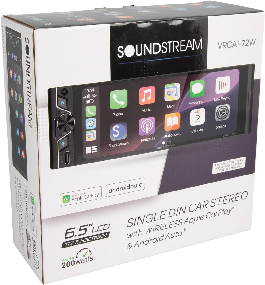 VRCA1-72W 6.7 Inch Apple Carplay & Android Auto Wireless Car Stereo – Single DIN