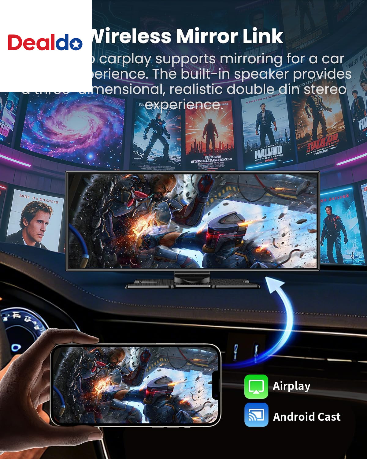 Largest 11.5″Wireless Apple Carplay Screen for Car–Portable Carplay & Android Au