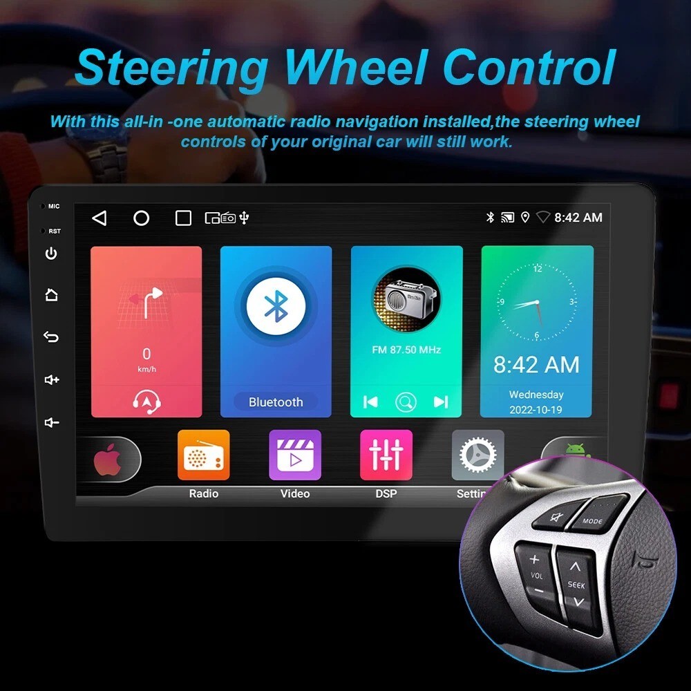 KHH 10.1″ Double 2 DIN Android 11 Car Stereo Radio 2+32G CarPlay WiFi GPS+Camera