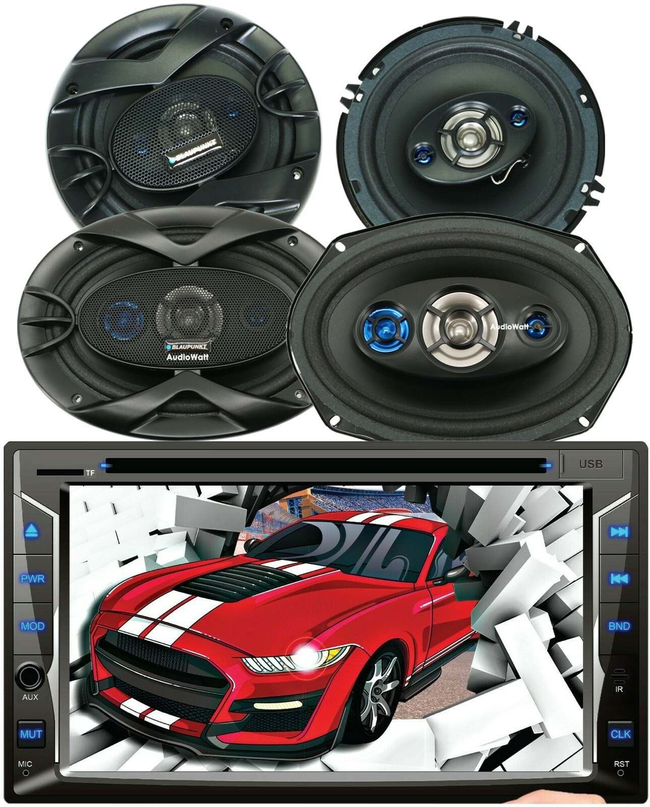 Audiotek AT-D75ML MirrorLink Android & IOS+ Blaupunk 2x 6×9″ &2x 6.5″ Speakers