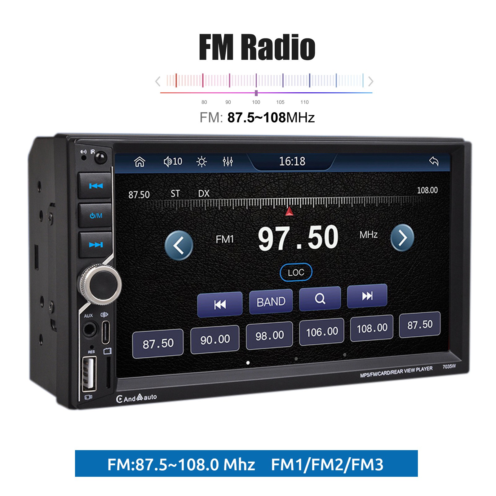 7Inch Double DIN Car Stereo Wireless Apple Carplay Android Auto Play FM Radio