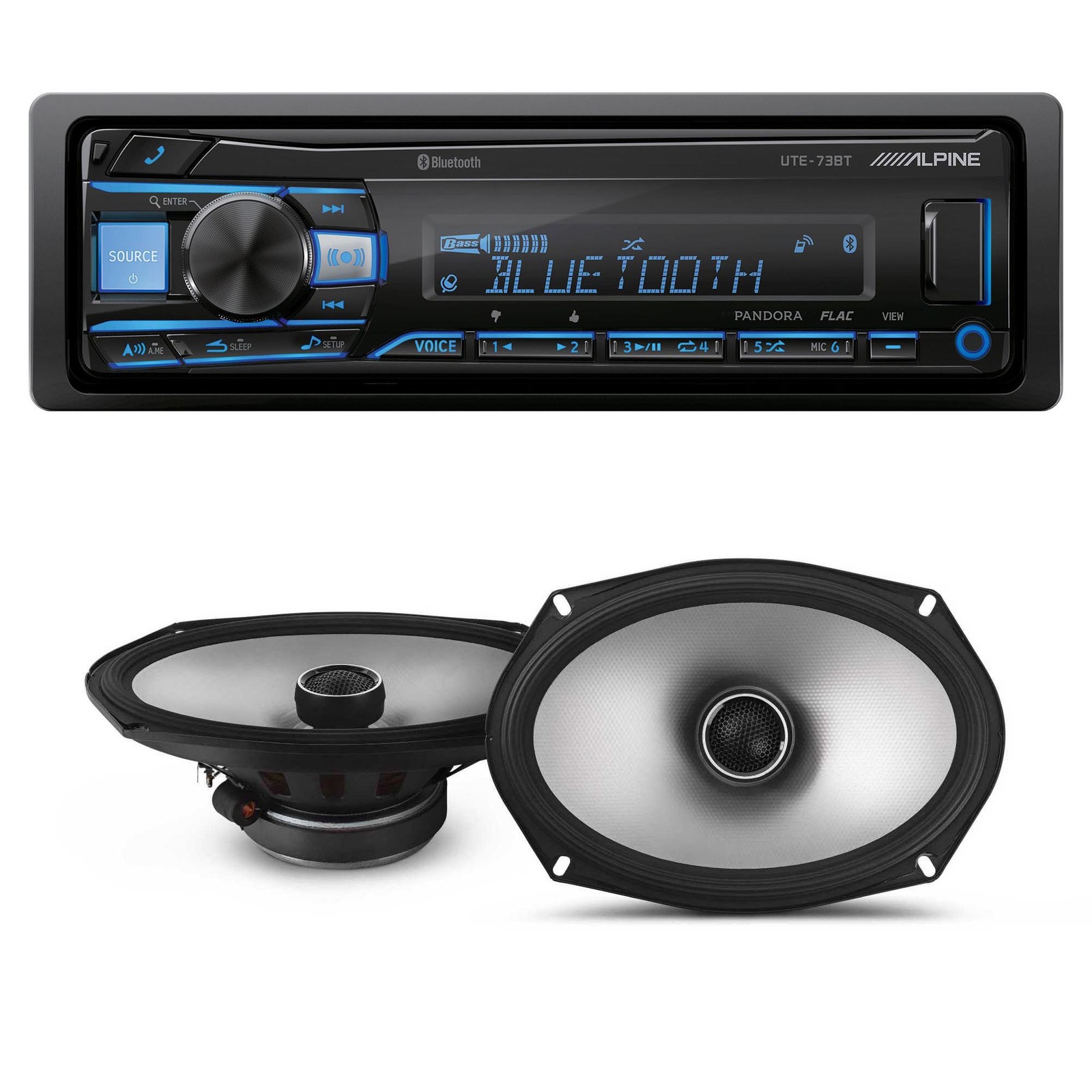 Alpine UTE-73BT Receiver with Alpine S2-S69 6×9″ Speakers