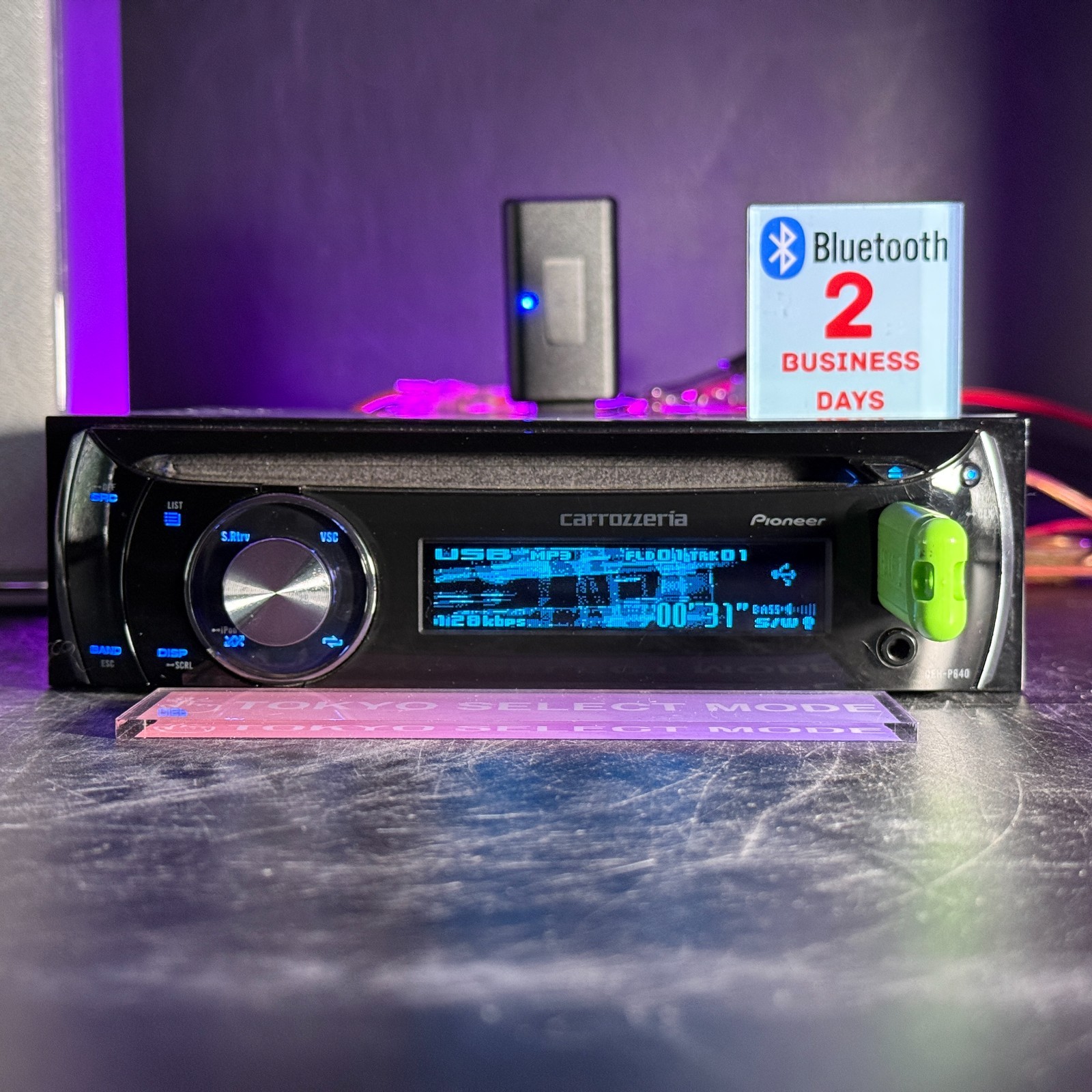Pioneer Carrozzeria DEH-P640 1DIN Car Audio CD USB Added Bluetooth Tested Stock