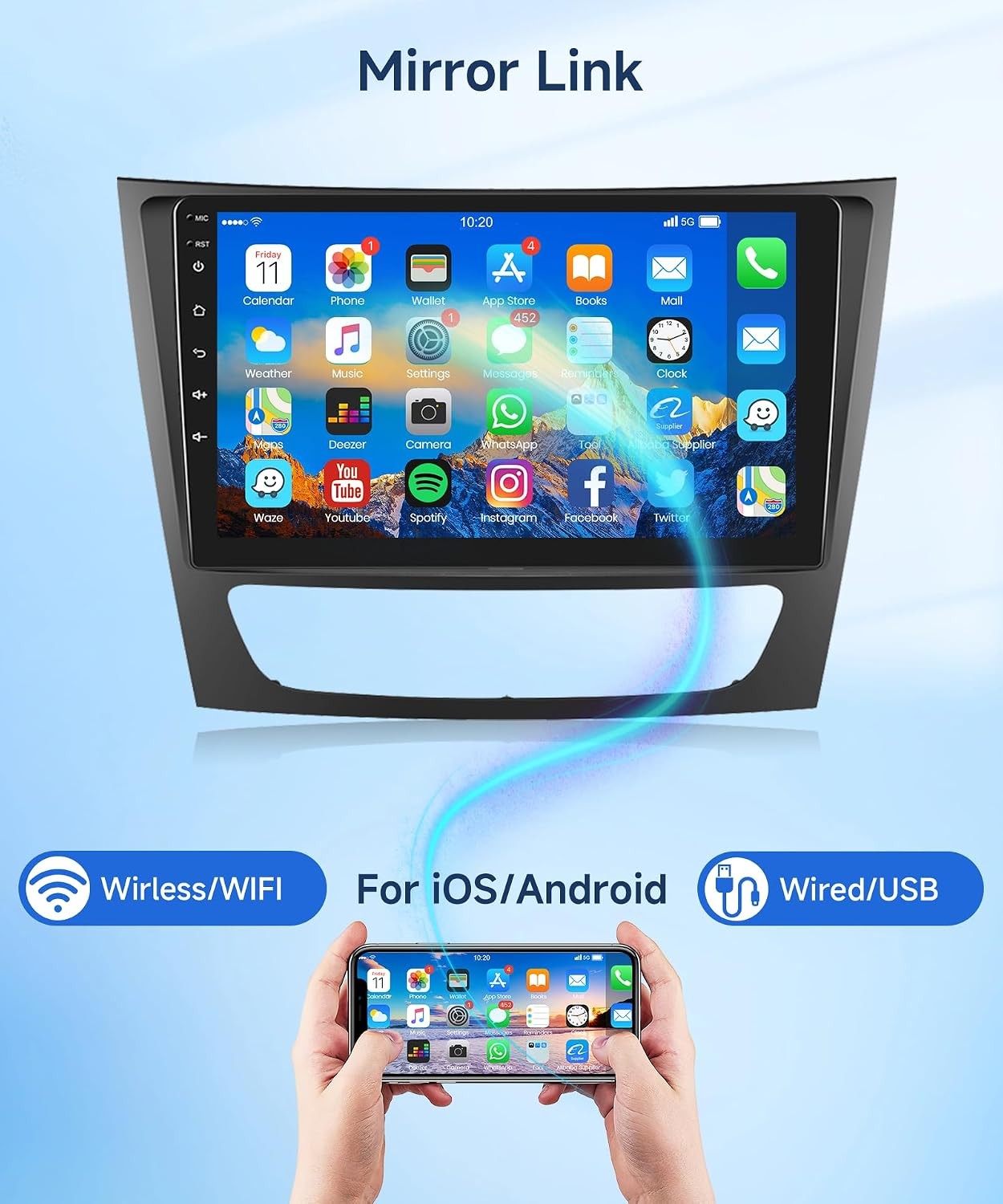 9” Android 13 Car Stereo GPS Radio For Mercedes-Benz E Class W211 E200 1+32gb