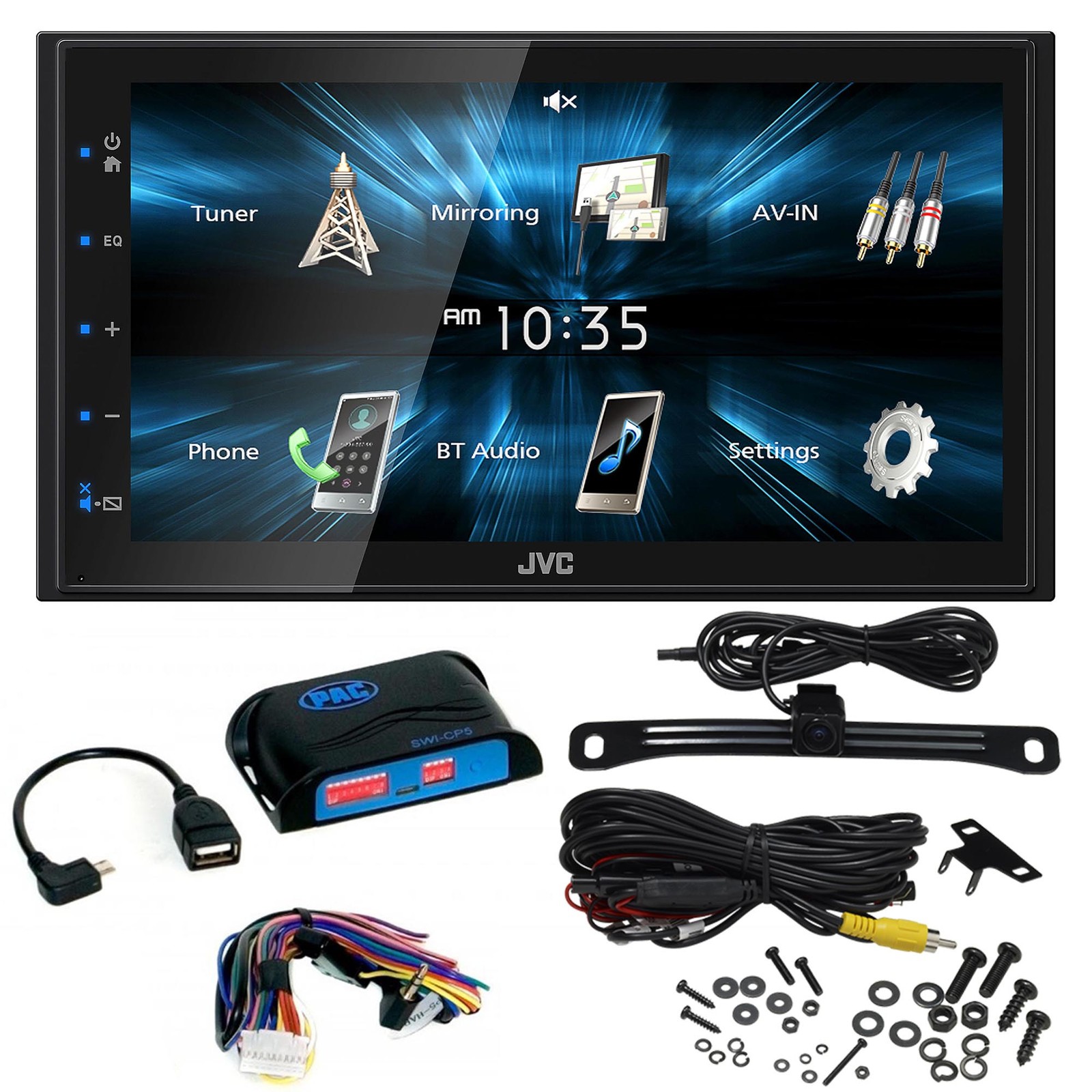 JVC KW-M150BT Media Receiver with 6.8″ Monitor, SWI-CP5, & Camera