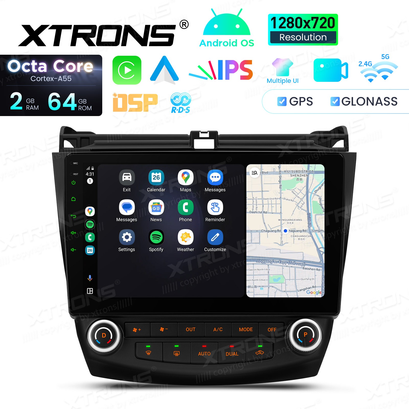 For Honda Accord 2003-2007 CarPlay Android 14 Car Stereo Radio GPS IPS WIFI 64G