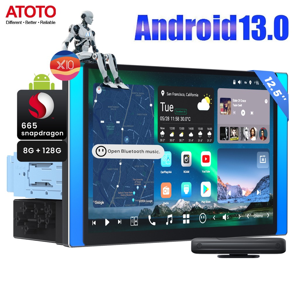 ATOTO 12.5″ Floating Screen Android 128G Car Stereo GPS Radio AI Adaptive 4G LTE