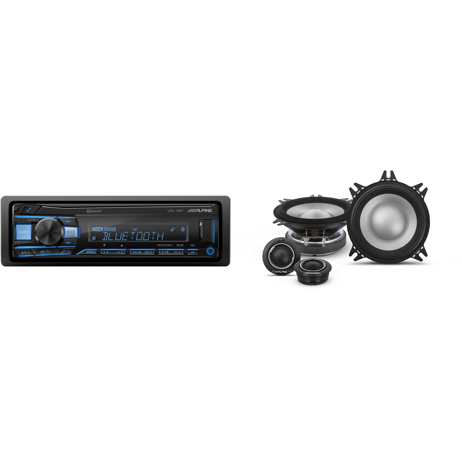Alpine UTE-73BT Mech-less Digital Bluetooth Media Receiver with 1 Pair Alpine…